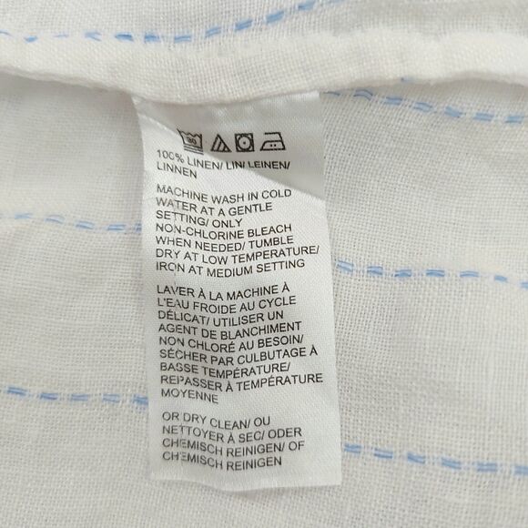 Saks Fifth Avenue Top Womens Small White Linen Pinstripe V-Neck Long Sleeve - Picture 12 of 12